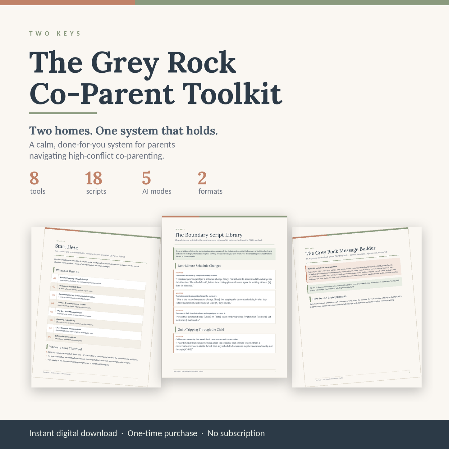 The Grey Rock Co-Parent Toolkit — High-Conflict Co-Parenting Planner, Scripts & AI Message Builder