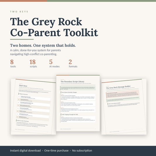 The Grey Rock Co-Parent Toolkit — High-Conflict Co-Parenting Planner, Scripts & AI Message Builder